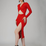 Ekeshwara red flip pattern coctail party dress
