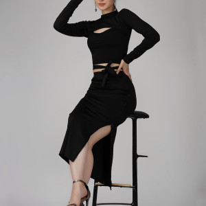 Ekeshwara black crop top & skirts party wear dress for women