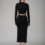 Ekeshwara black crop top & skirts party wear dress for women