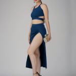 Ekeshwara aqua blue two piece dress for women