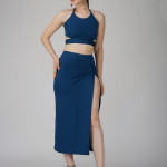Ekeshwara aqua blue two piece dress for women