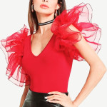 Ekeshwara red swimwear bodysuit for women