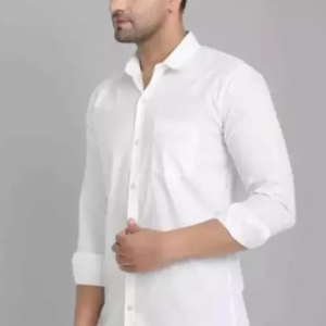 Men's Pure Cotton Regular Fit White Regular Full Sleeve Shirt For Men